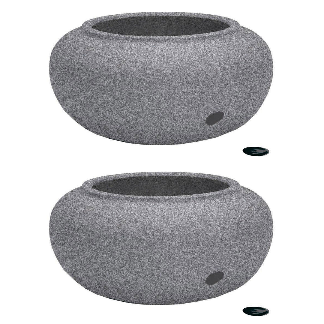 HC Companies 21 Inch Decorative Garden Water Hose Storage Pot, Granite (2 Pack) - VMInnovations