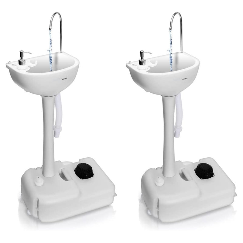 SereneLife SLCASN18 Portable Hand Wash Sink Stand Washing Stations (2 Pack)