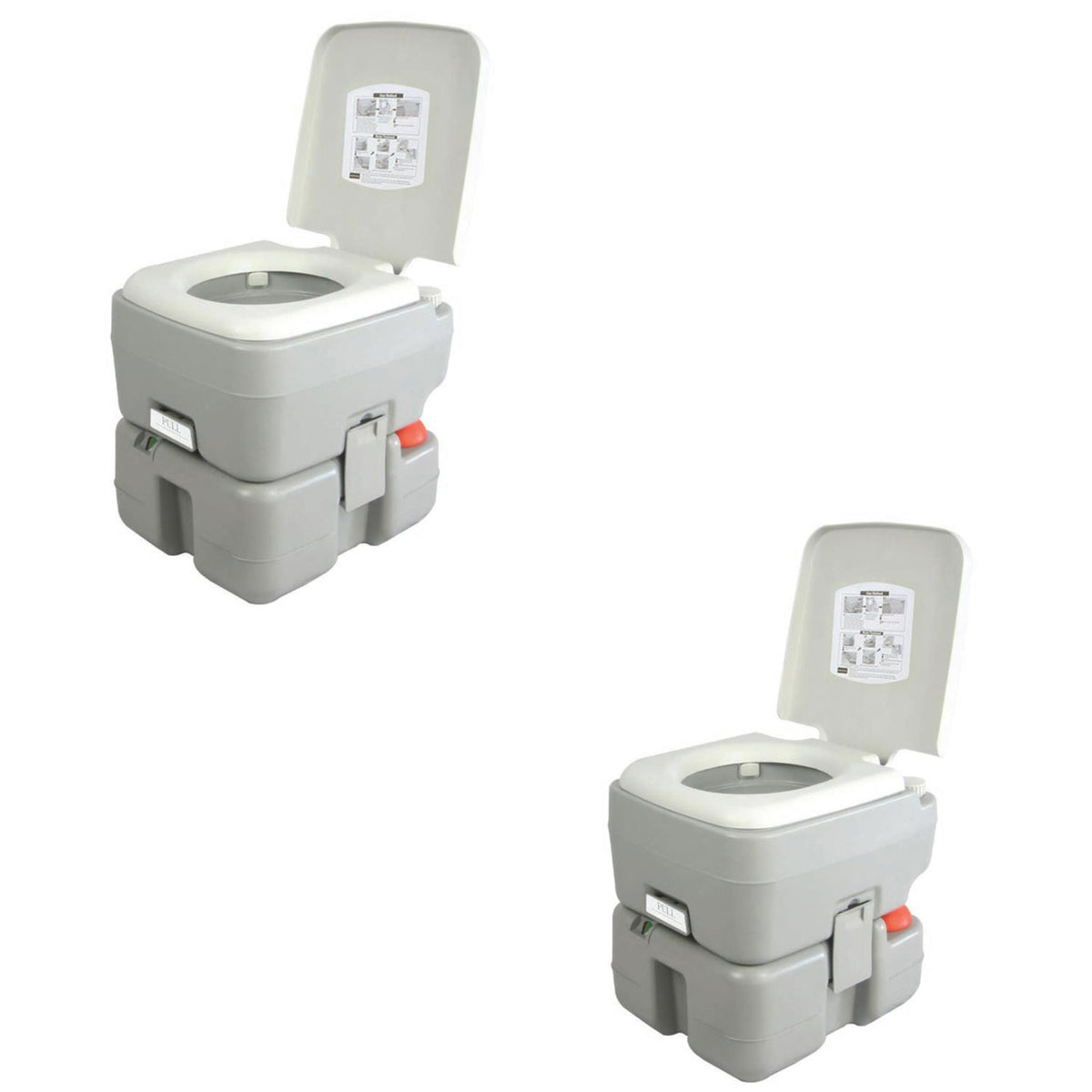 SereneLife Portable Flushing Indoor Outdoor Travel Camping RV Toilet (2 Pack)