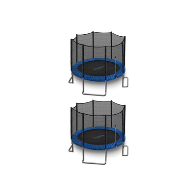 SereneLife 10 Foot Outdoor Trampoline and Safety Net Enclosure, Blue (2 Pack)
