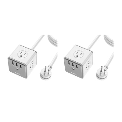 Huntkey Surge Protector Extension Cord Outlet w/ AC Plugs & USB Ports (2 Pack)
