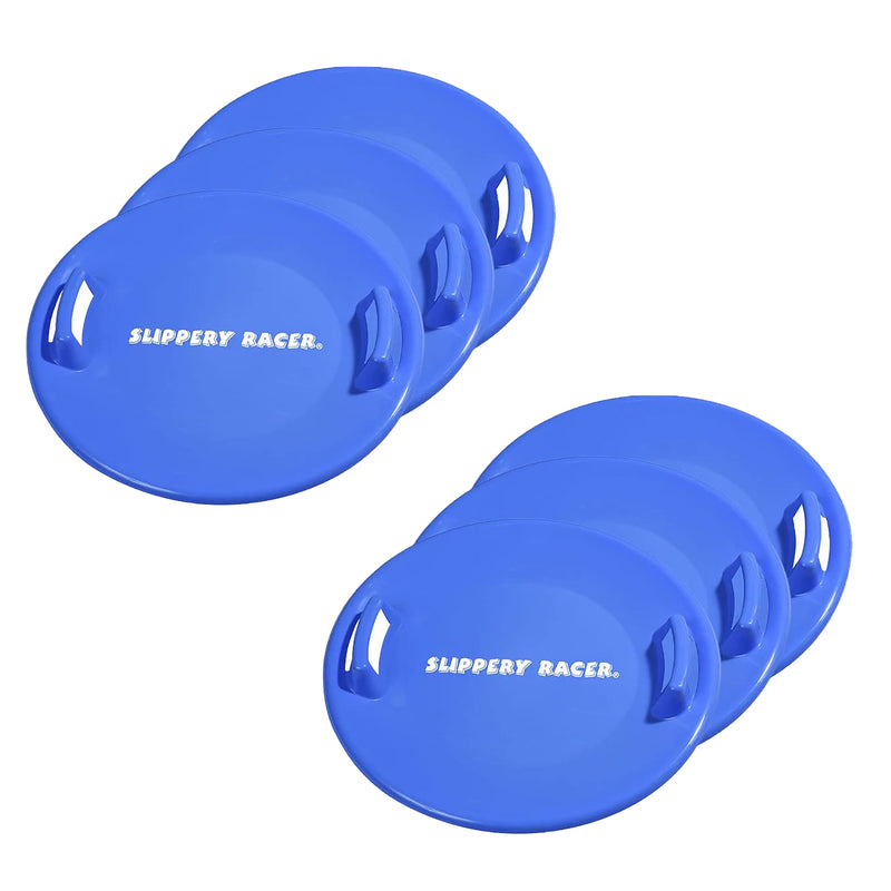 Slippery Racer Downhill Pro 26 Inch Saucer Disc Winter Snow Sled, Blue (6 Pack)