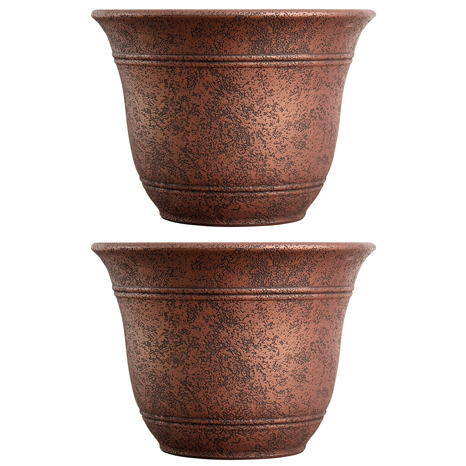 Listo SRA13001P05 13-Inch Round Plastic Sierra Planter, Rustic Redstone (2 Pack) - VMInnovations
