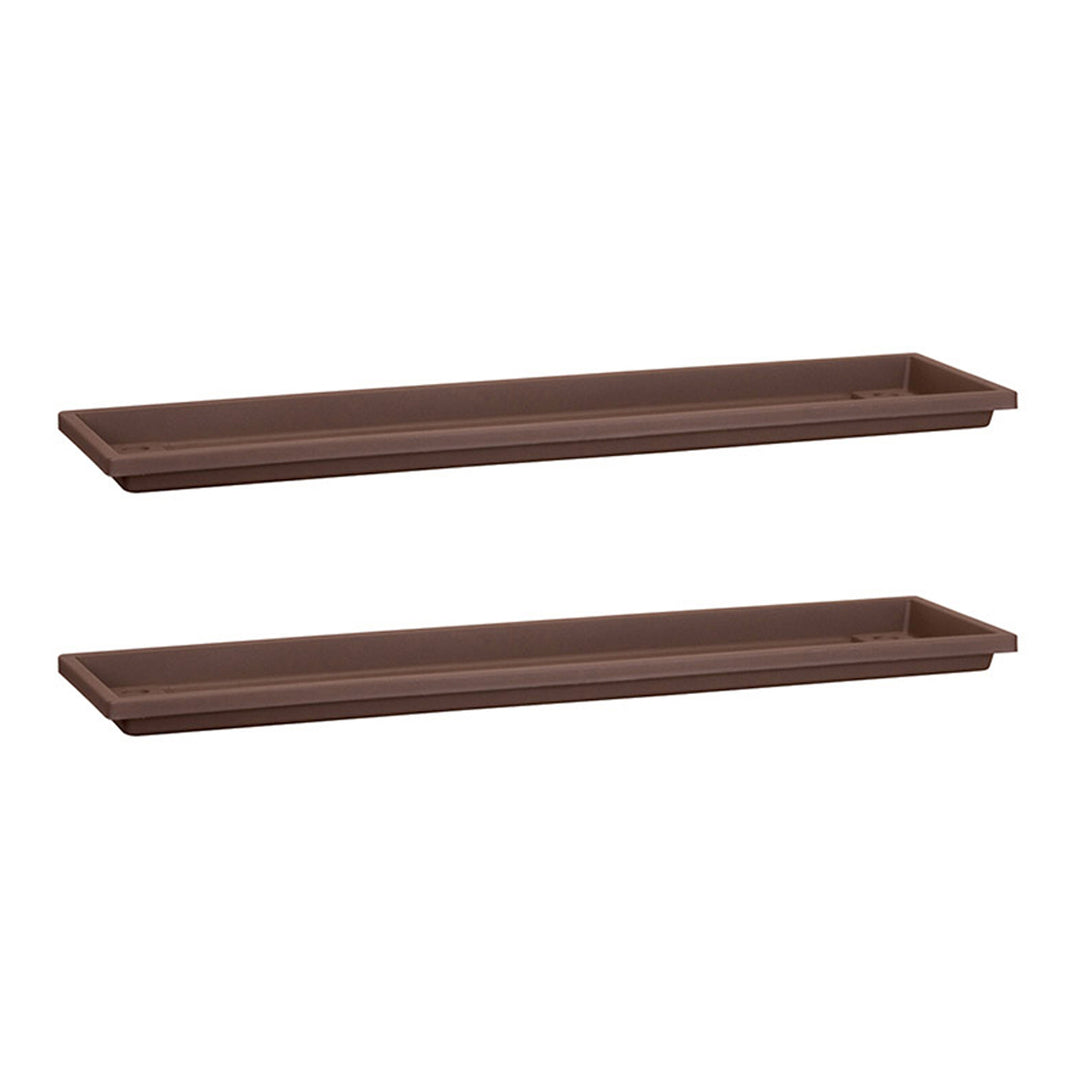 HC Companies Farmhouse Venetian 18 Inch Flower Box Saucer, Chocolate (2 Pack) - VMInnovations