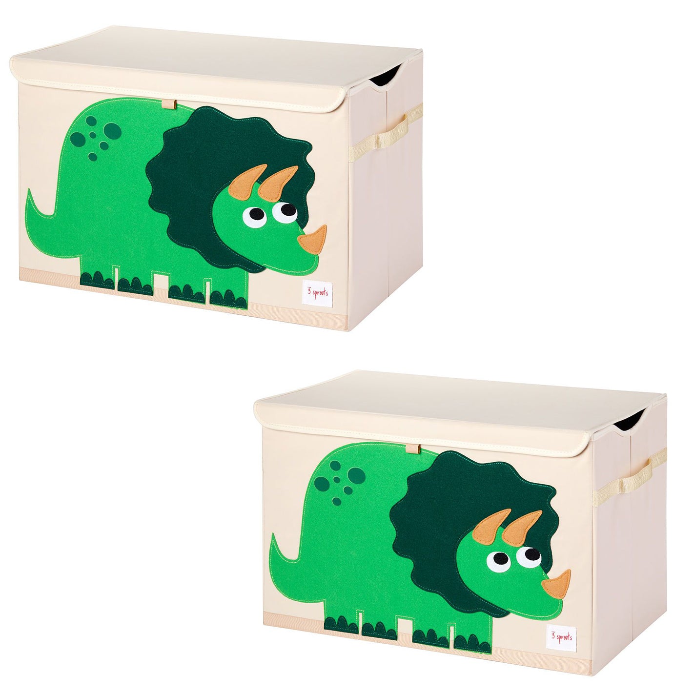 3 Sprouts Childrens Collapsible Toy Chest Storage Bin, Green Dinosaur (2 Pack) - VMInnovations