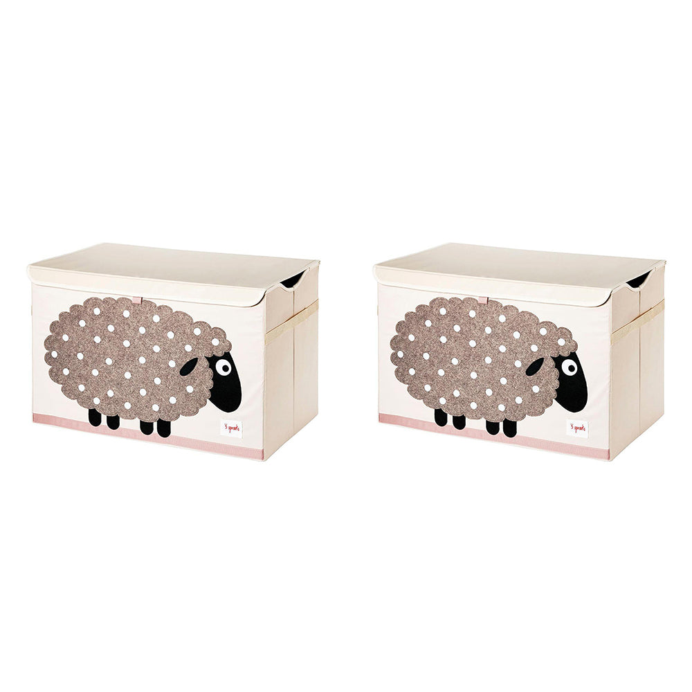 3 Sprouts Collapsible Toy Chest Storage Bin for Kids Playroom, Sheep (2 Pack)