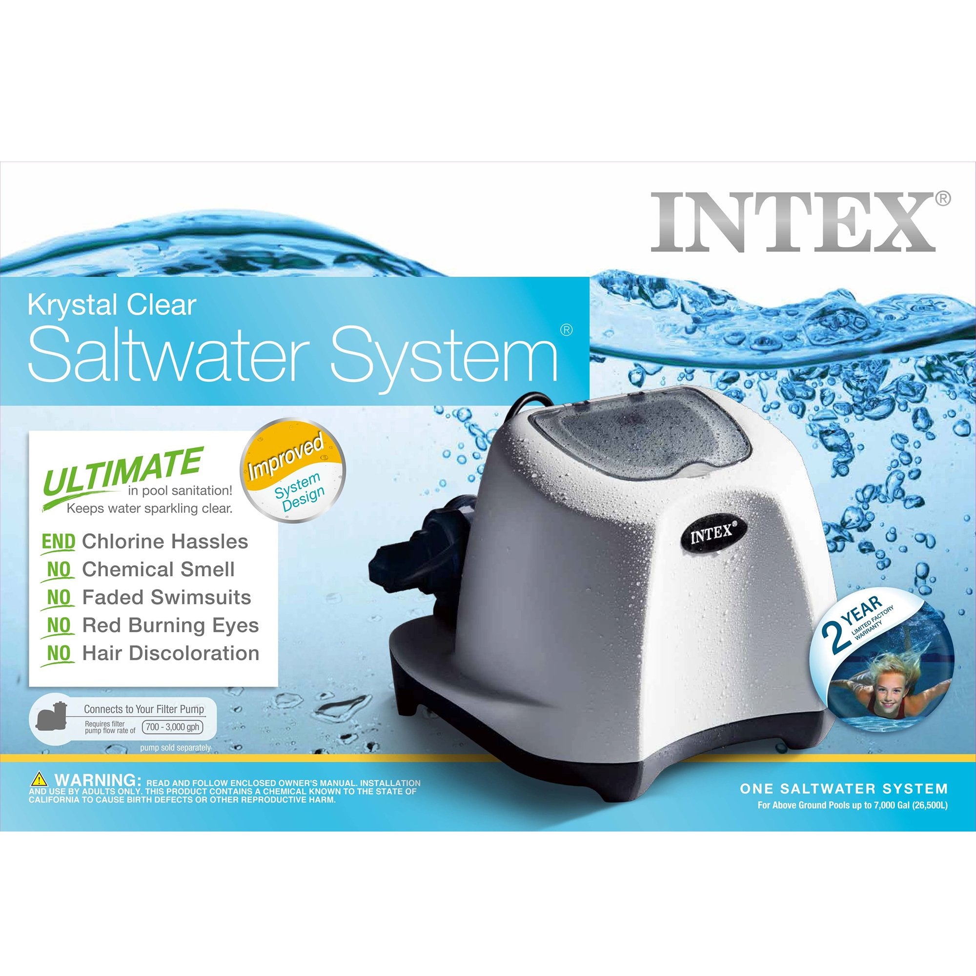 Intex Saltwater System for 7000G Pool w/ Intex 3,000 GPH Pool Sand Filter Pump