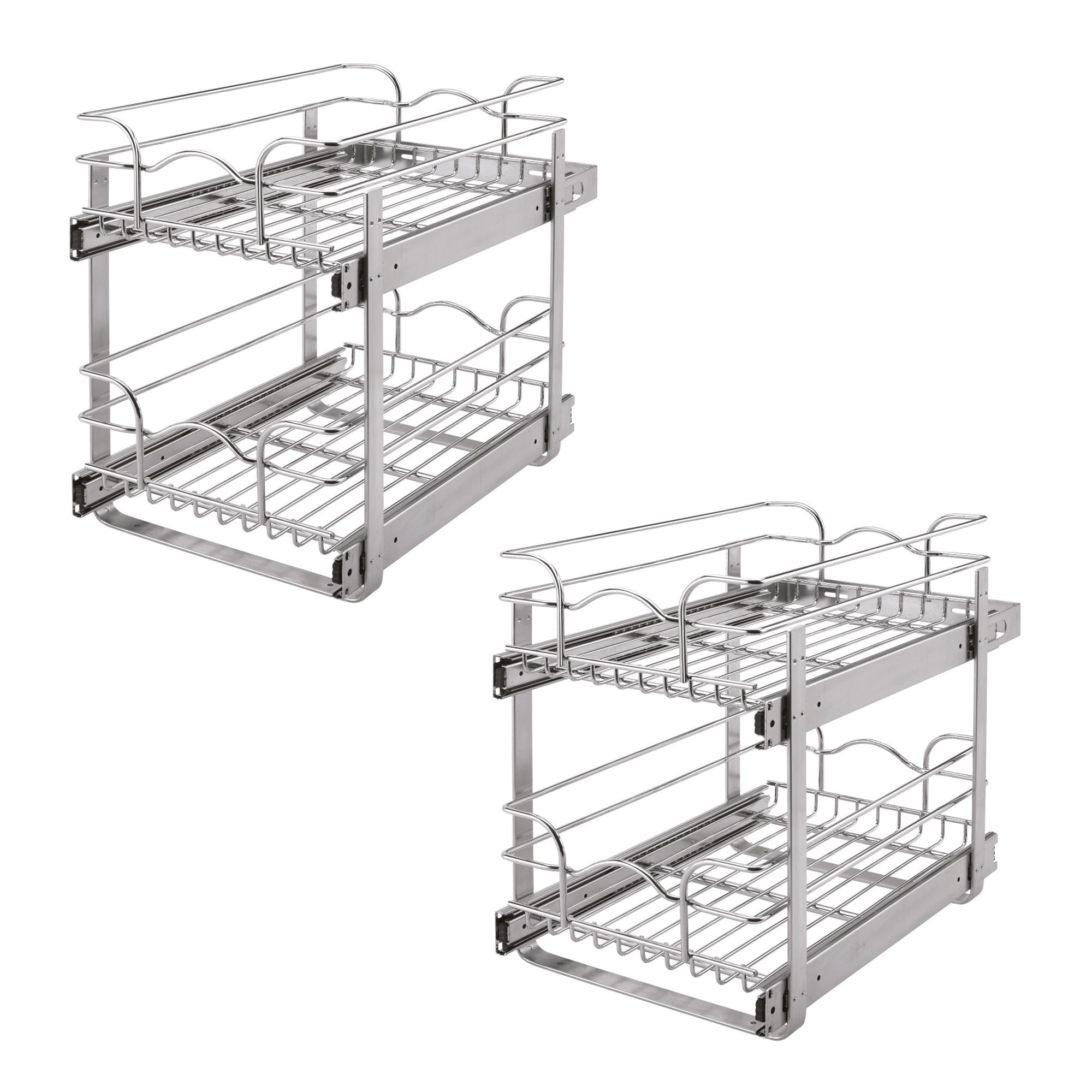 Rev-A-Shelf 12" Wide 22" Deep Base Kitchen Cabinet Pull Out Wire Basket (2 Pack)