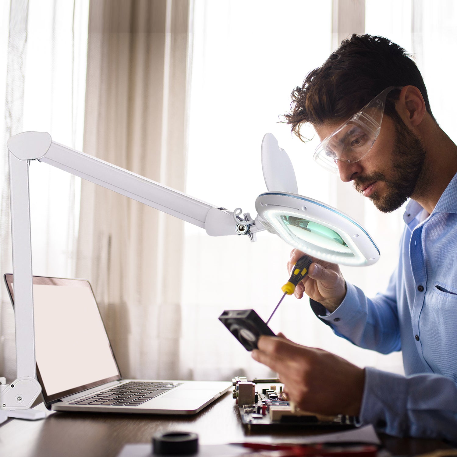 Brightech Lightview Pro XL LED Clamp Dimming Magnify Desk Lamp White (For Parts)
