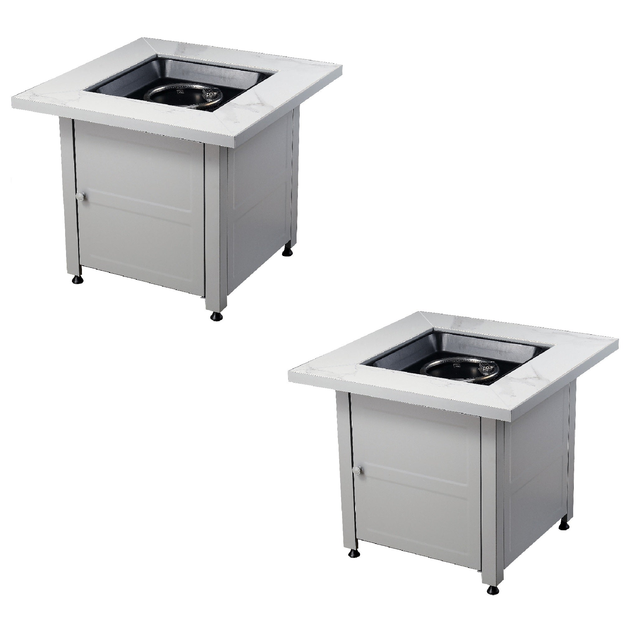 Endless Summer 30 inch Gas Fire Pit Table with Cover, Black Glass (2 Pack) - VMInnovations