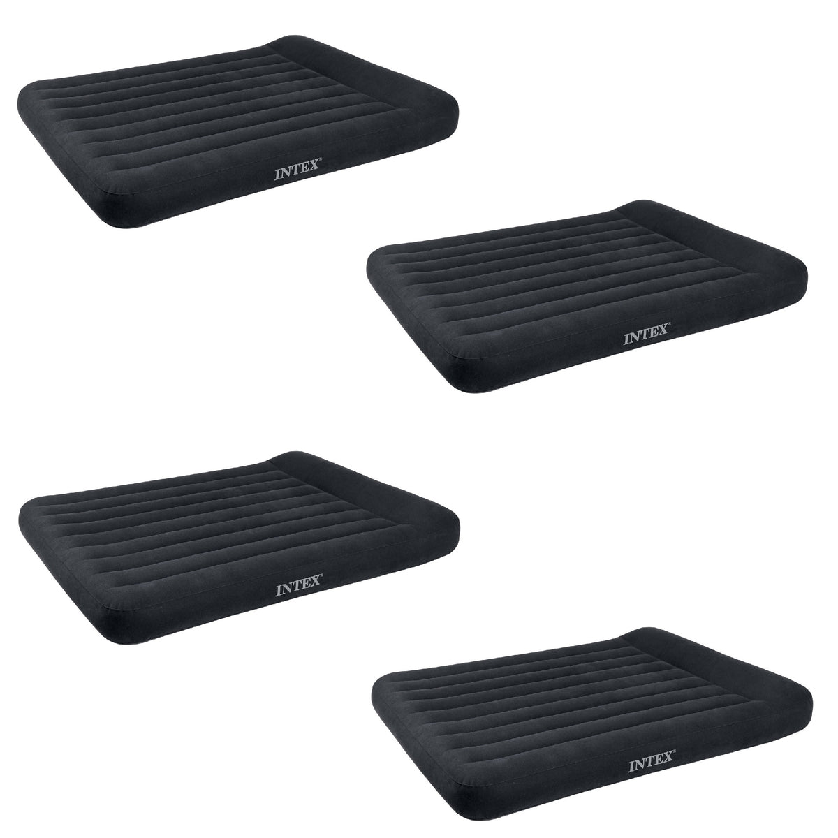 Intex Queen Classic Pillow Rest Air Bed Mattress with Built-In Pump (4 Pack)