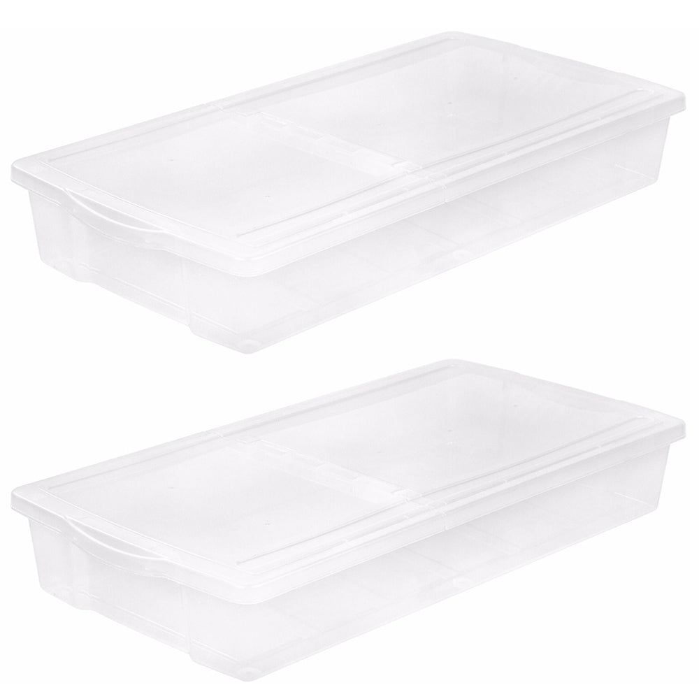 IRIS USA 100501 58 Quart Plastic Underbed Storage Box with Hinged Lid (2 Pack)
