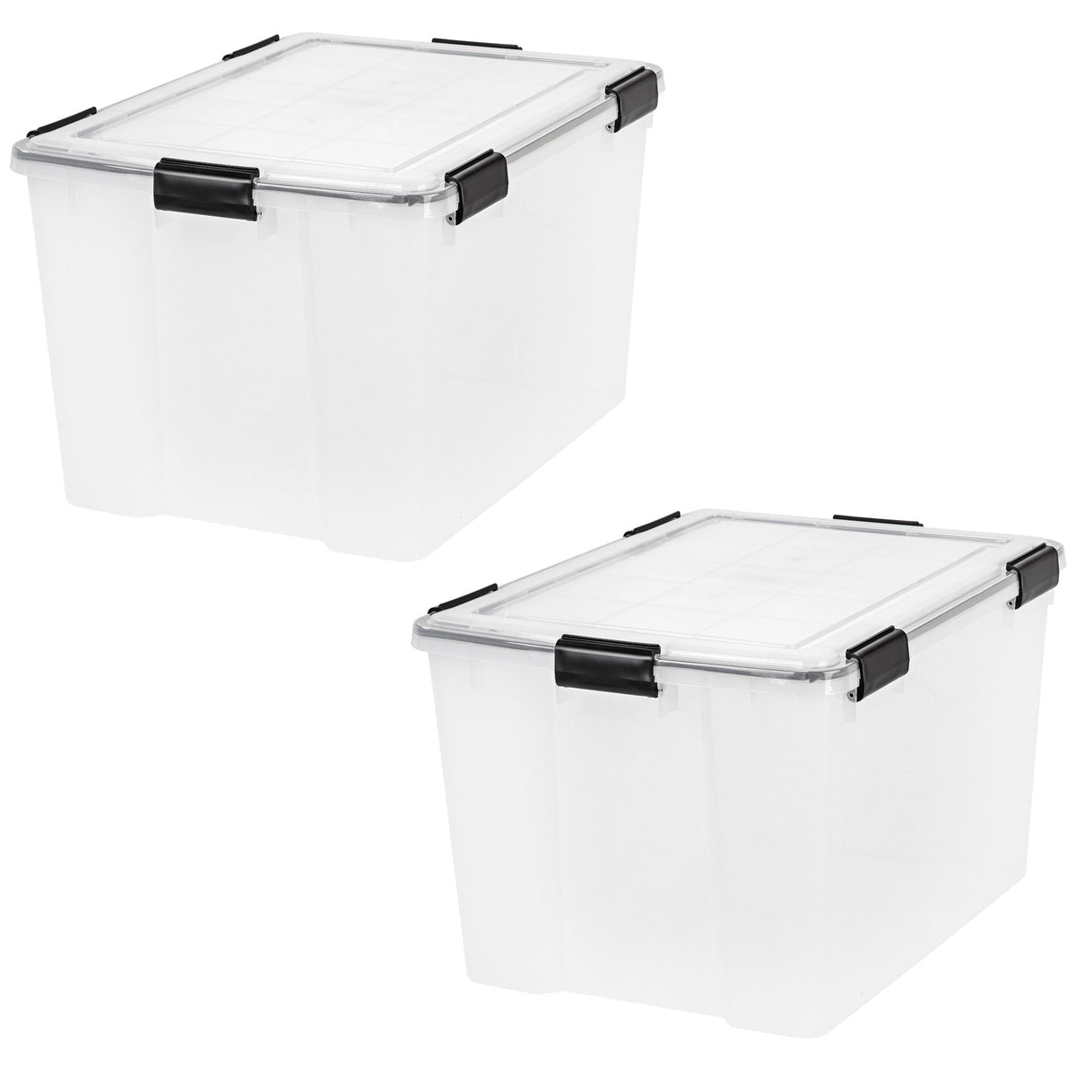 IRIS USA Weathertight 74 Quart Buckle Down Storage Latch Box Container (2 Pack)