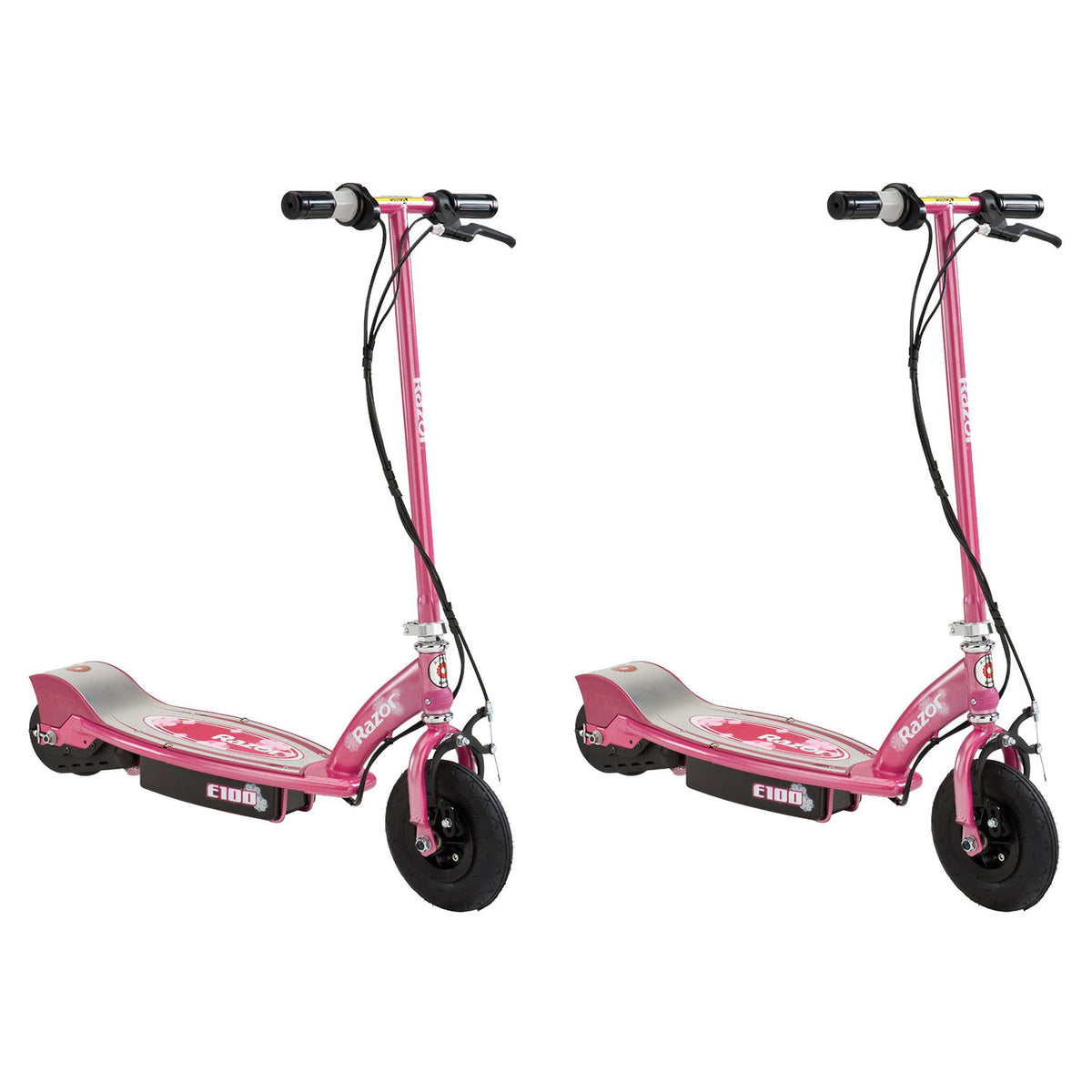 Razor E100 Electric Motorized Rechargeable Kids Scooter, Sweet Pea (2 Pack)