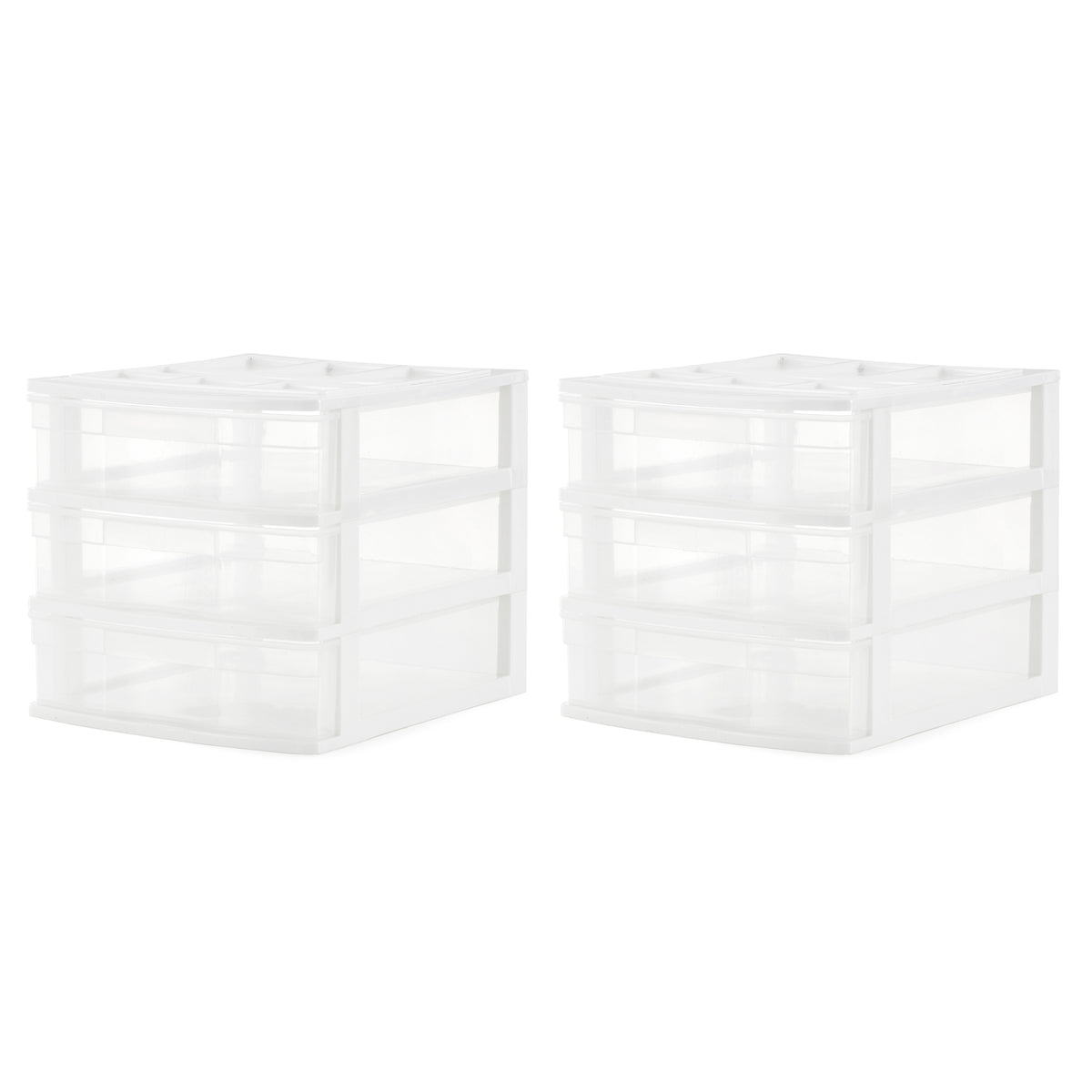 Gracious Living 3 Drawer Desktop Countertop Storage with Organizer Lid (2 Pack)