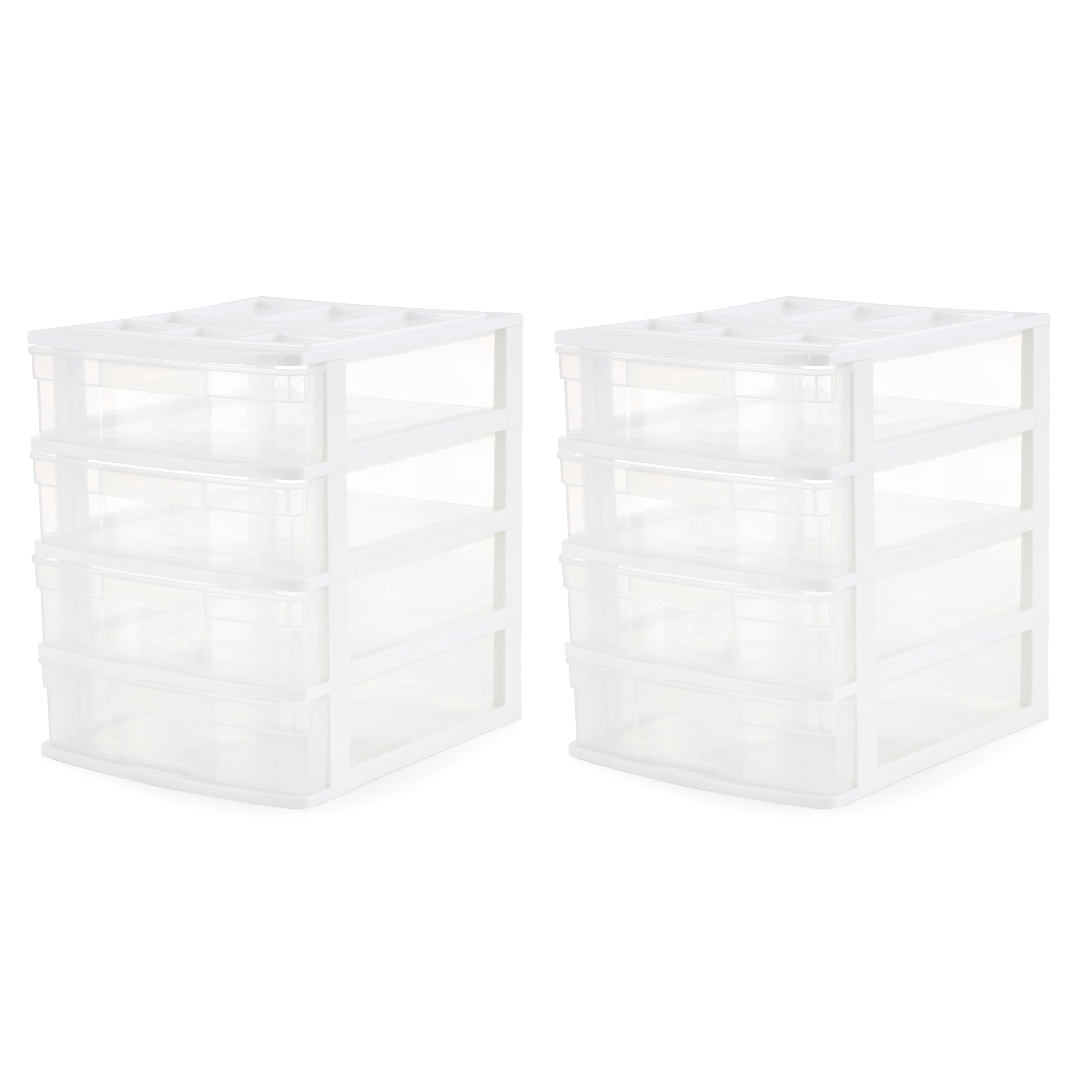 Gracious Living 4 Drawer Desktop Countertop Storage with Organizer Lid (2 Pack)