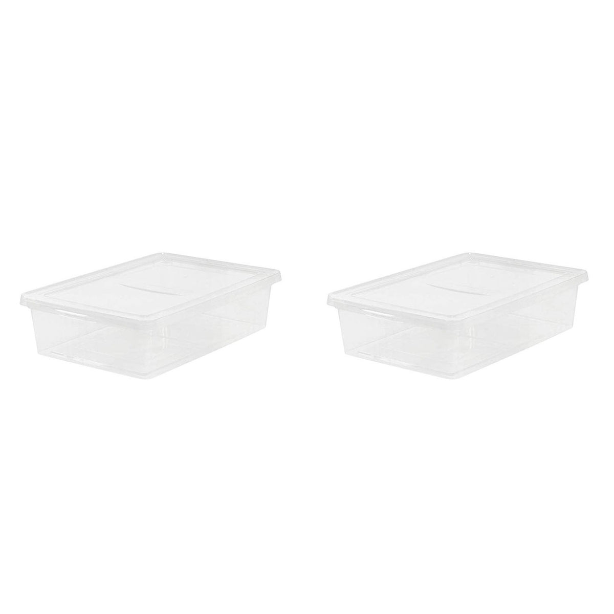 IRIS USA 28 Quart Plastic Storage Box with Non Latching Lid, 2 pack (Open Box)