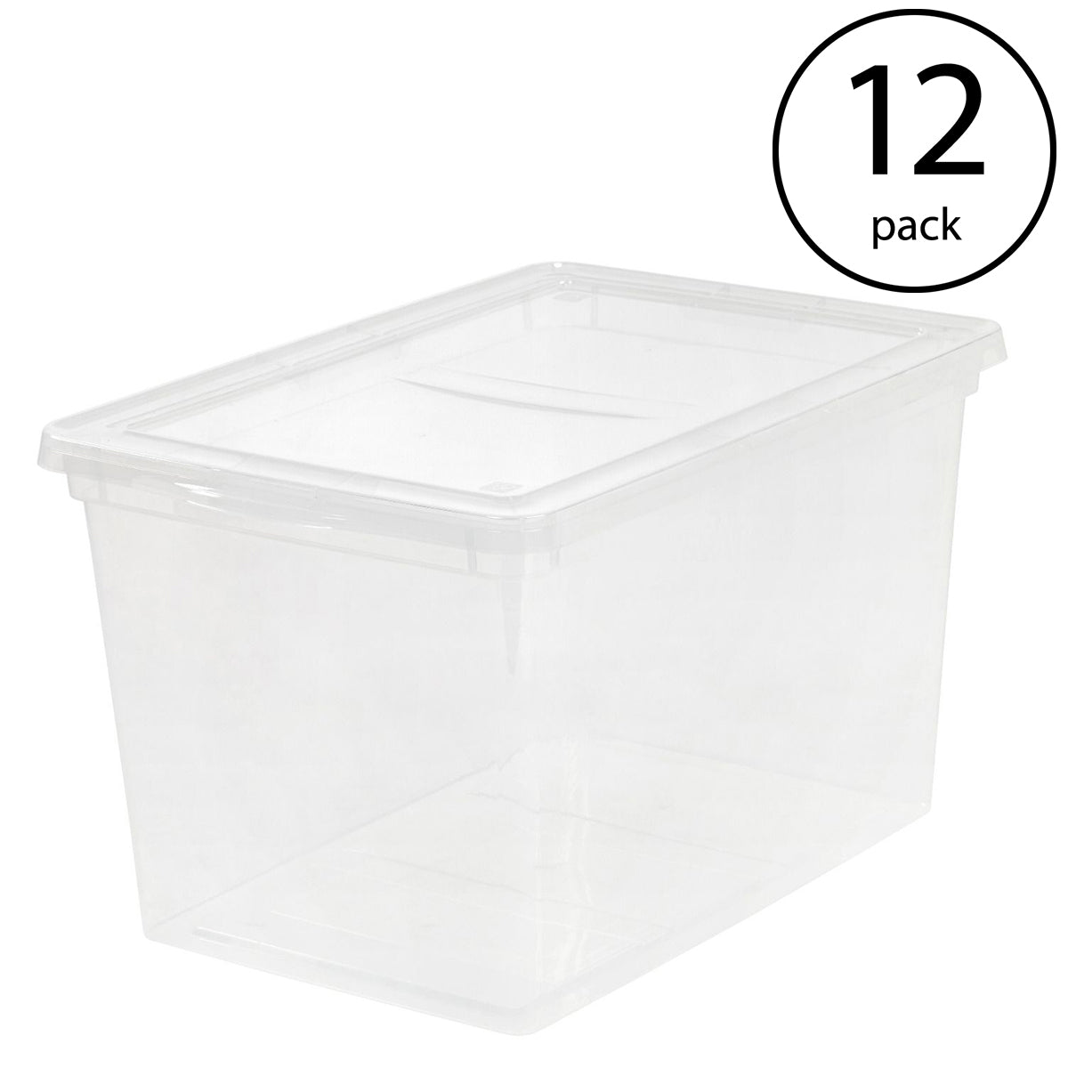IRIS USA Extra Large Hard Plastic Stackable Closet Clear Storage Bin (12 Pack)