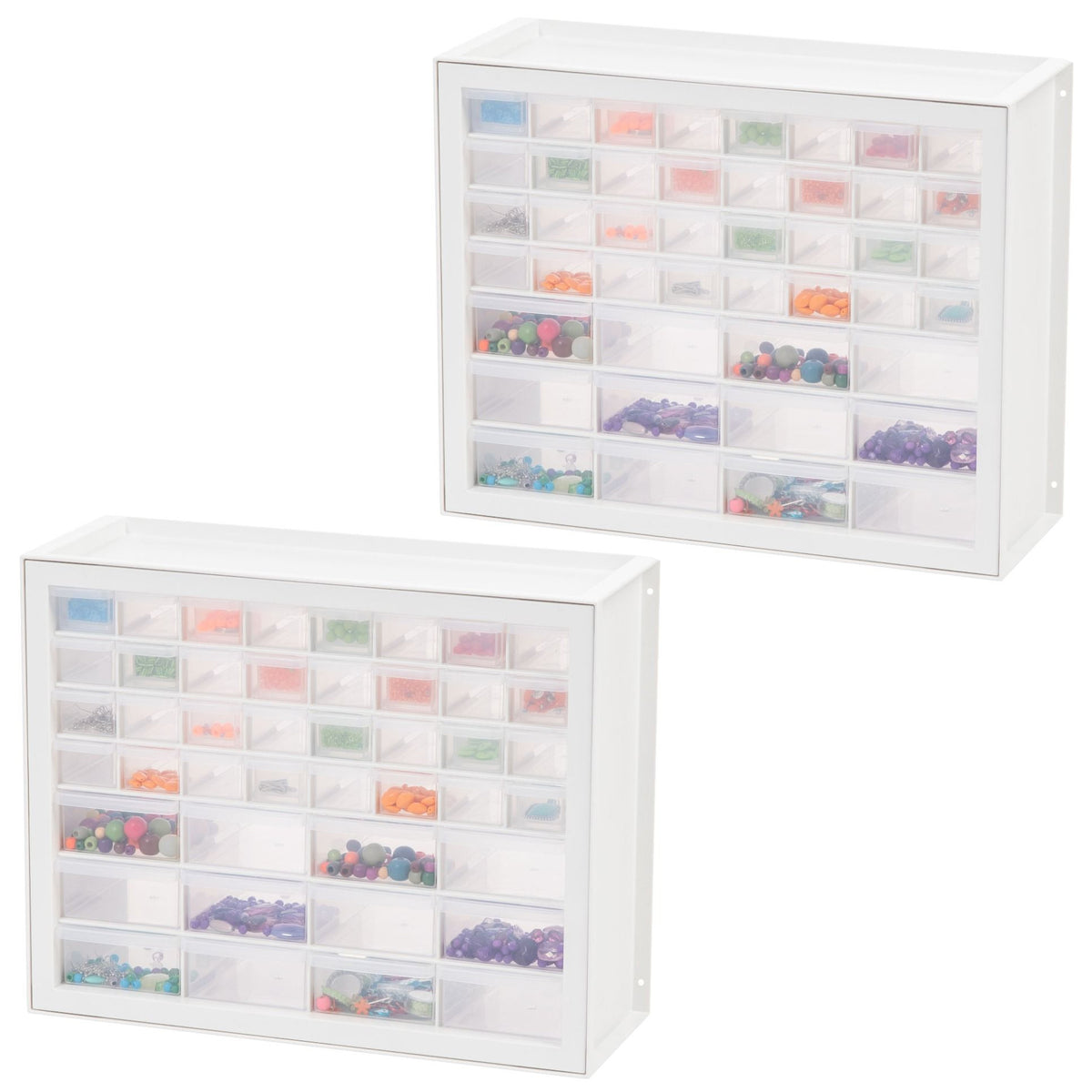 Iris 44 Drawer Clear Plastic Craft Garage Workshop Storage Cabinet (2 Pack)
