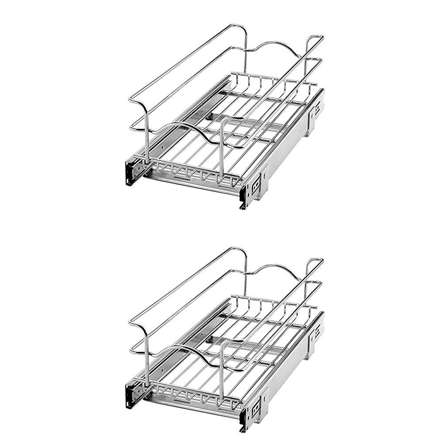 Rev A Shelf 5WB1-0918-CR 9 x 18 Inch Kitchen Cabinet Pull Out Basket (2 Pack) - VMInnovations