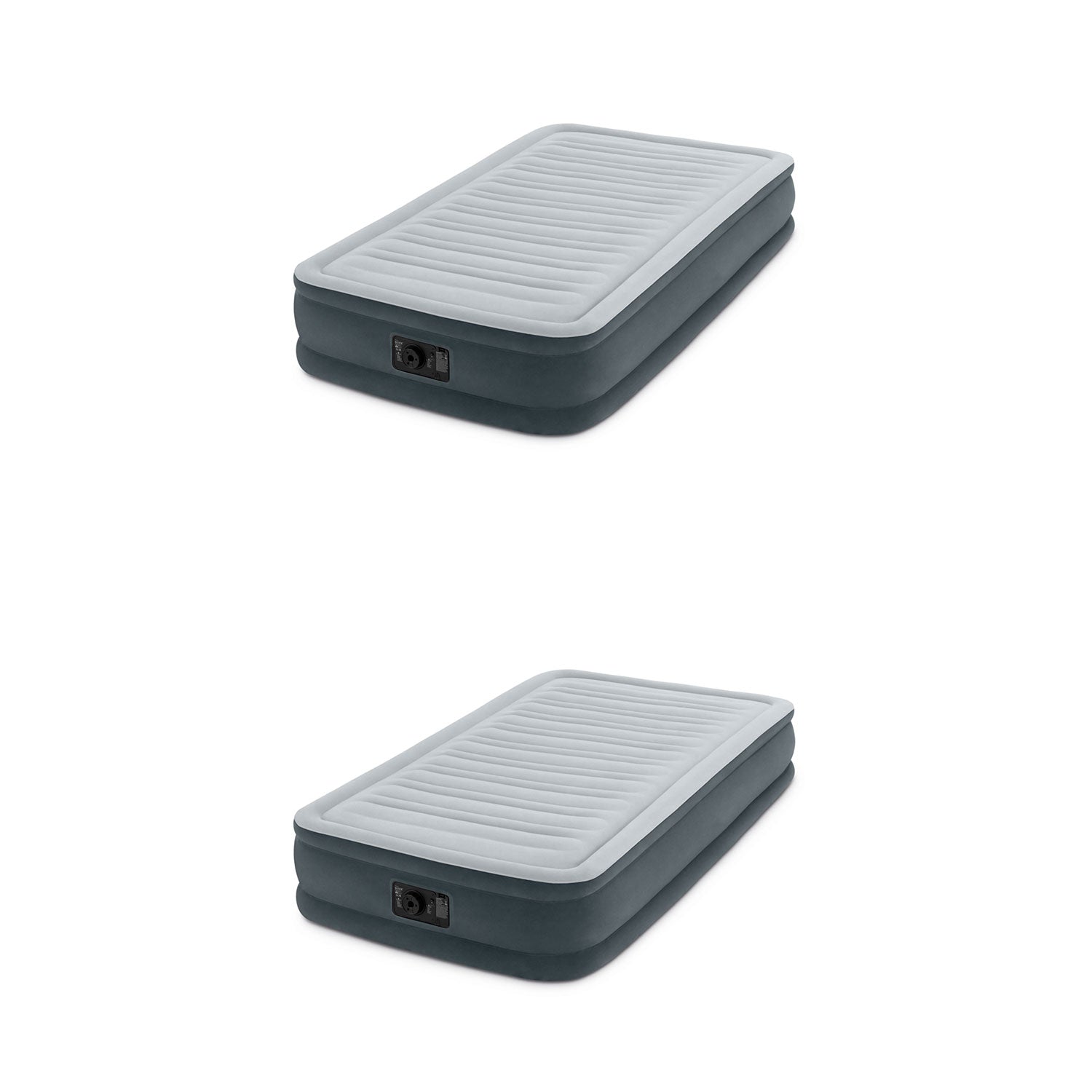 Intex PVC Dura-Beam Series Mid Rise Airbed with Built In Pump, Twin (2 Pack)