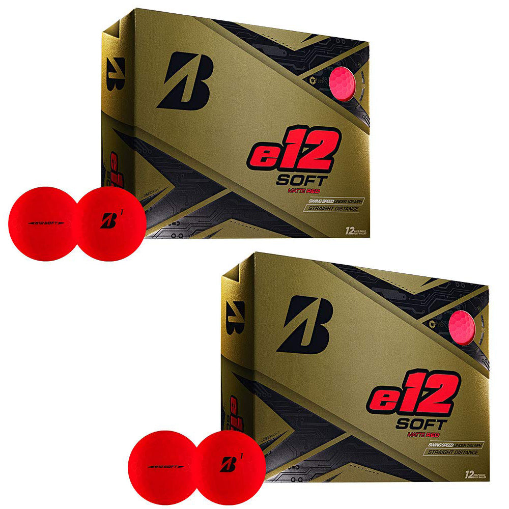 Bridgestone Golf Series e12 Soft 3-Piece Distance Golf Balls, Red (2 Dozen)