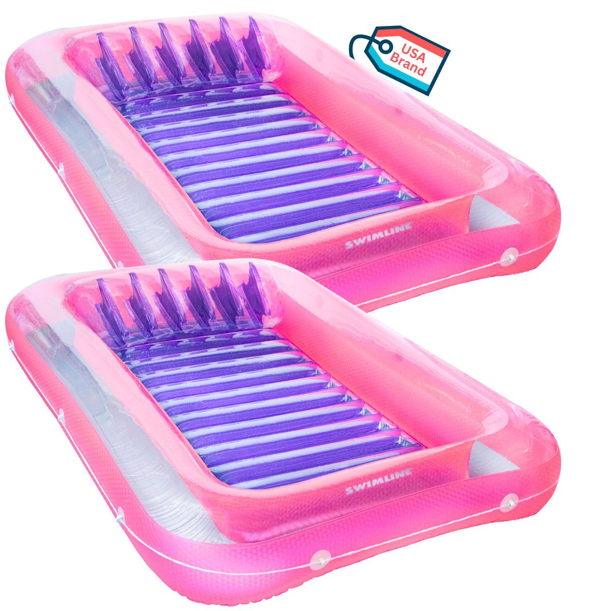 Swimline 9052 71 Inch Swimming Pool Inflatable Tub Float Lounge Chairs (2 Pack) - VMInnovations