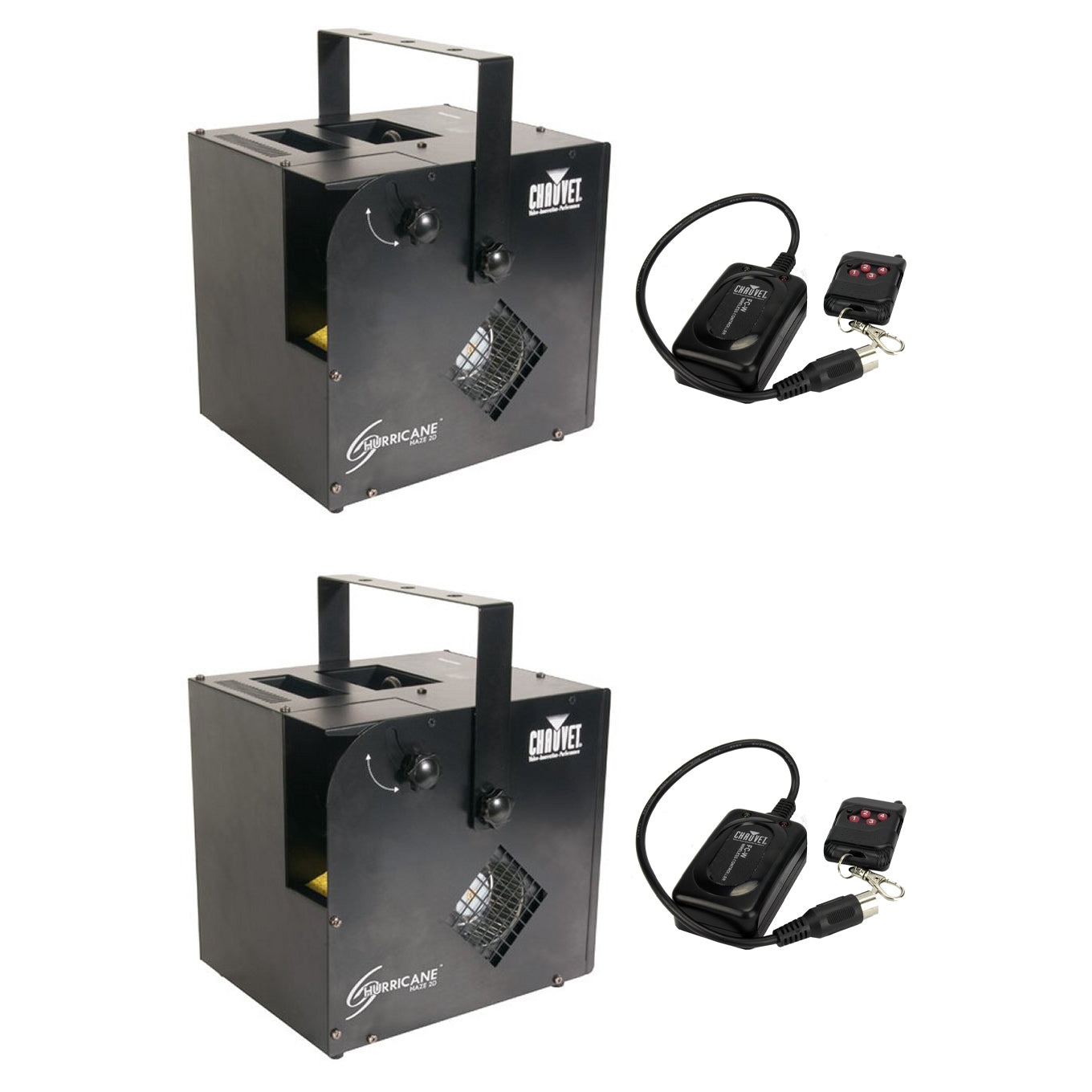 Chauvet Hurricane Haze 2D Smoke/Fog Machine (2 Pack) & Wireless Remote (2 Pack)