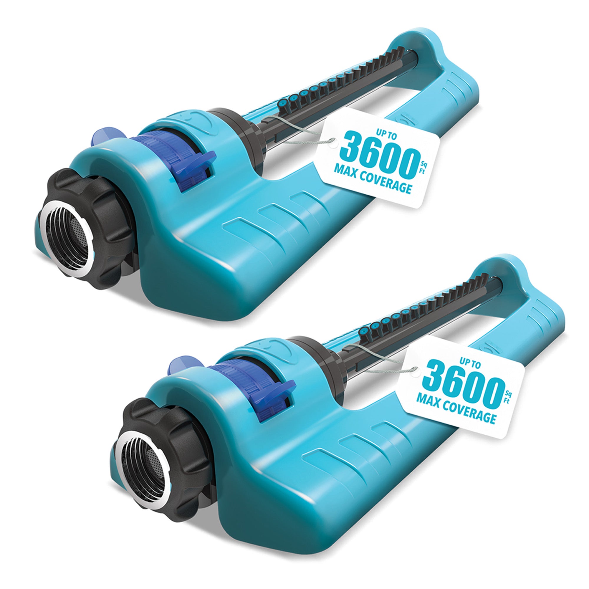 Aqua Joe 2 Pack Oscillating Sprinkler w/ Adjustable Spray, 3600 Sq. Ft. Coverage