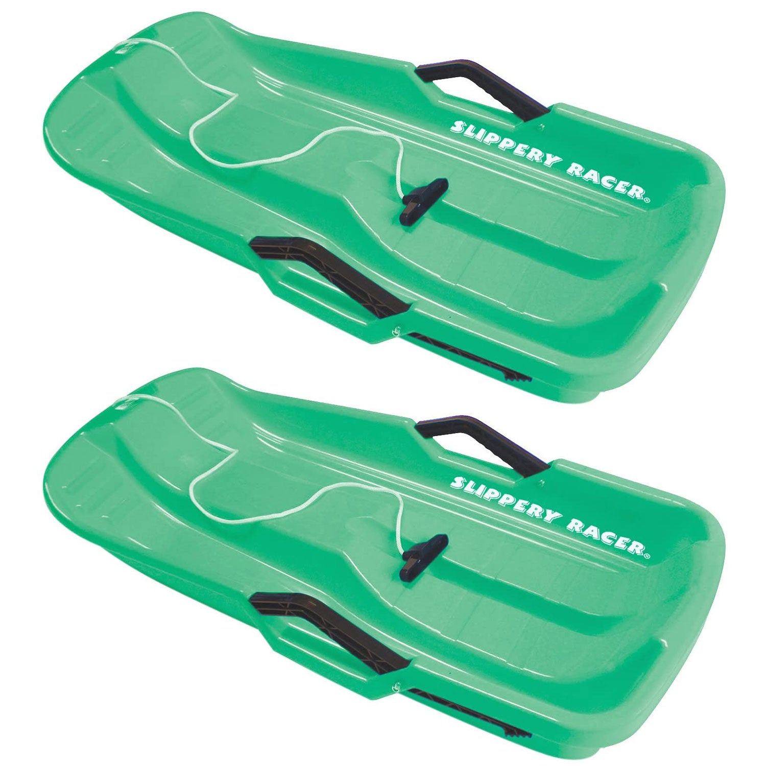 Slippery Racer Downhill Thunder Kids Toddler Plastic Toboggan Snow Sled (2 Pack) - VMInnovations
