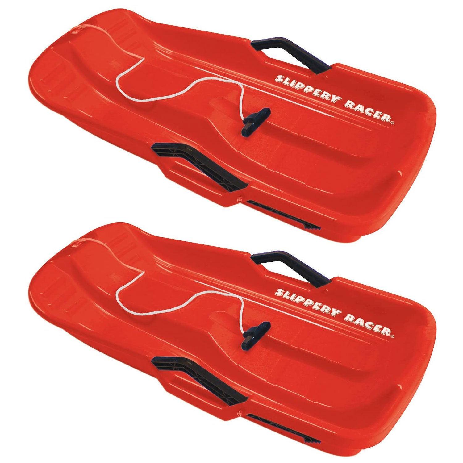 Slippery Racer Downhill Thunder Kids Toddler Plastic Toboggan Snow Sled (2 Pack)