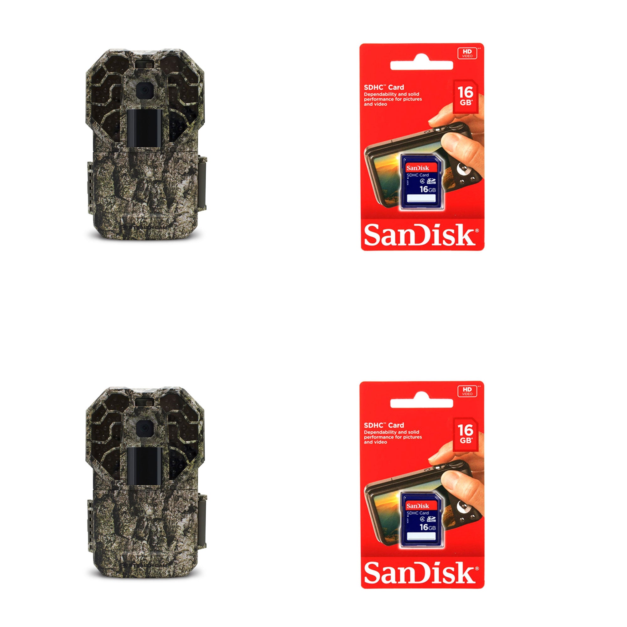 Stealth Cam Camera (Certified Refurbished) (2 Pack) & SanDisk 16GB SD (2 Pack) - VMInnovations