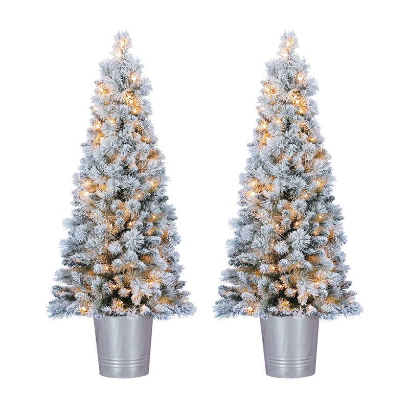 Home Heritage 4.5 Feet PVC Pre Lit Artificial Christmas Tree w/ Stand (2 Pack)