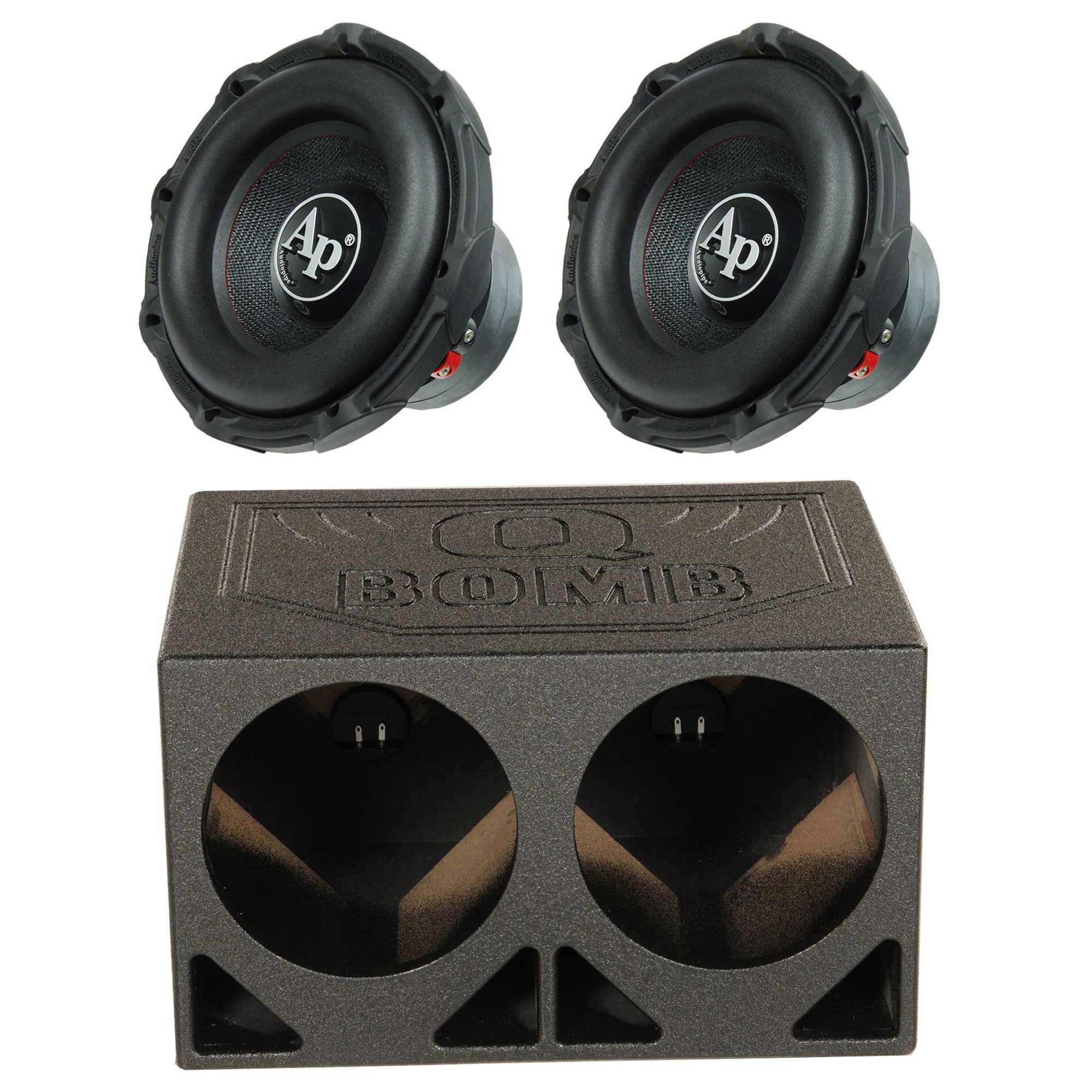 AudioPipe TXX-BD2-10 High Power 1200W 10" Car Subwoofer (2 Pack) & Dual Sub Box