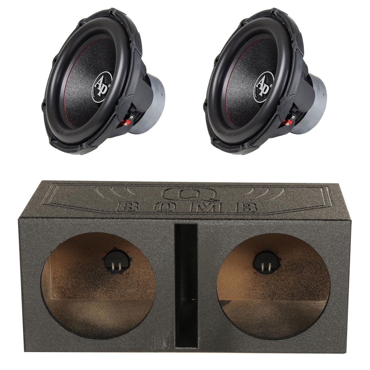 AudioPipe TXX-BDC2-15 High Power 1800W 15" Car Subwoofer (2 Pack) & Dual Sub Box