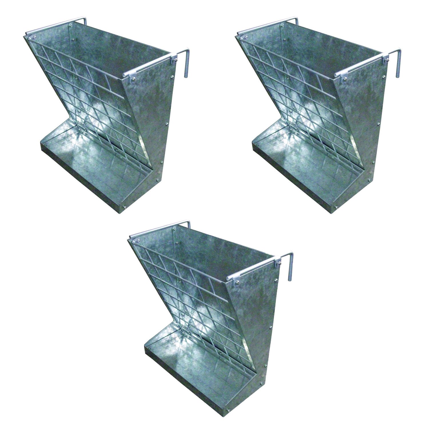 Little Giant Heavy-Duty Galvanized Metal 2-in-1 Goat and Sheep Feeder (3 Pack) - VMInnovations