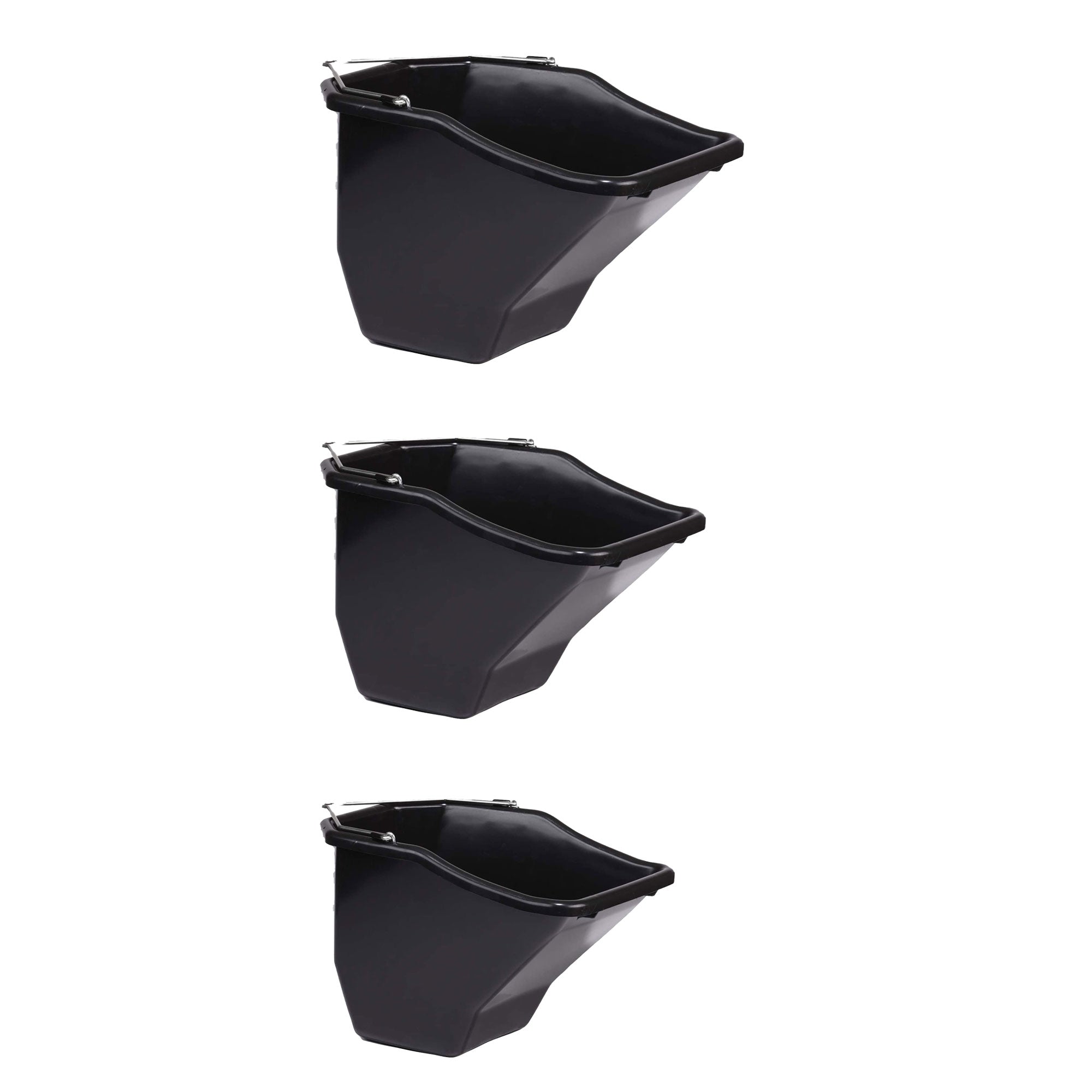 Little Giant 10 Quart Plastic Flat Back Livestock Feed Bucket, Black (3 Pack) - VMInnovations