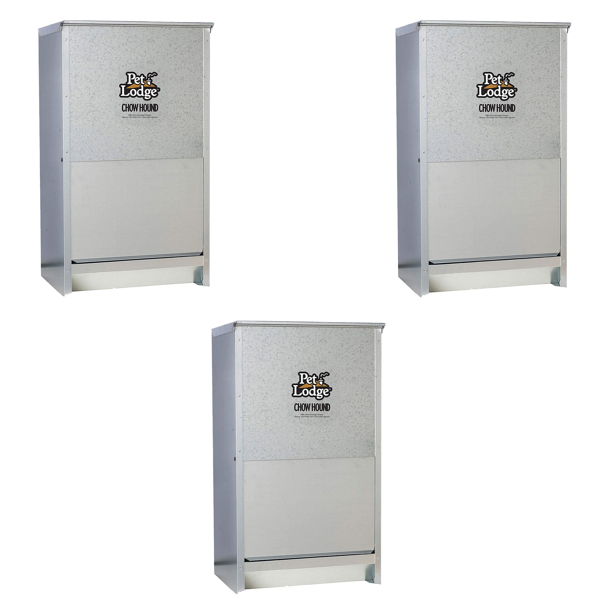 Little Giant Dry Food Automatic Steel 50 Pound Dog Feeder Chow Hound (3 Pack) - VMInnovations