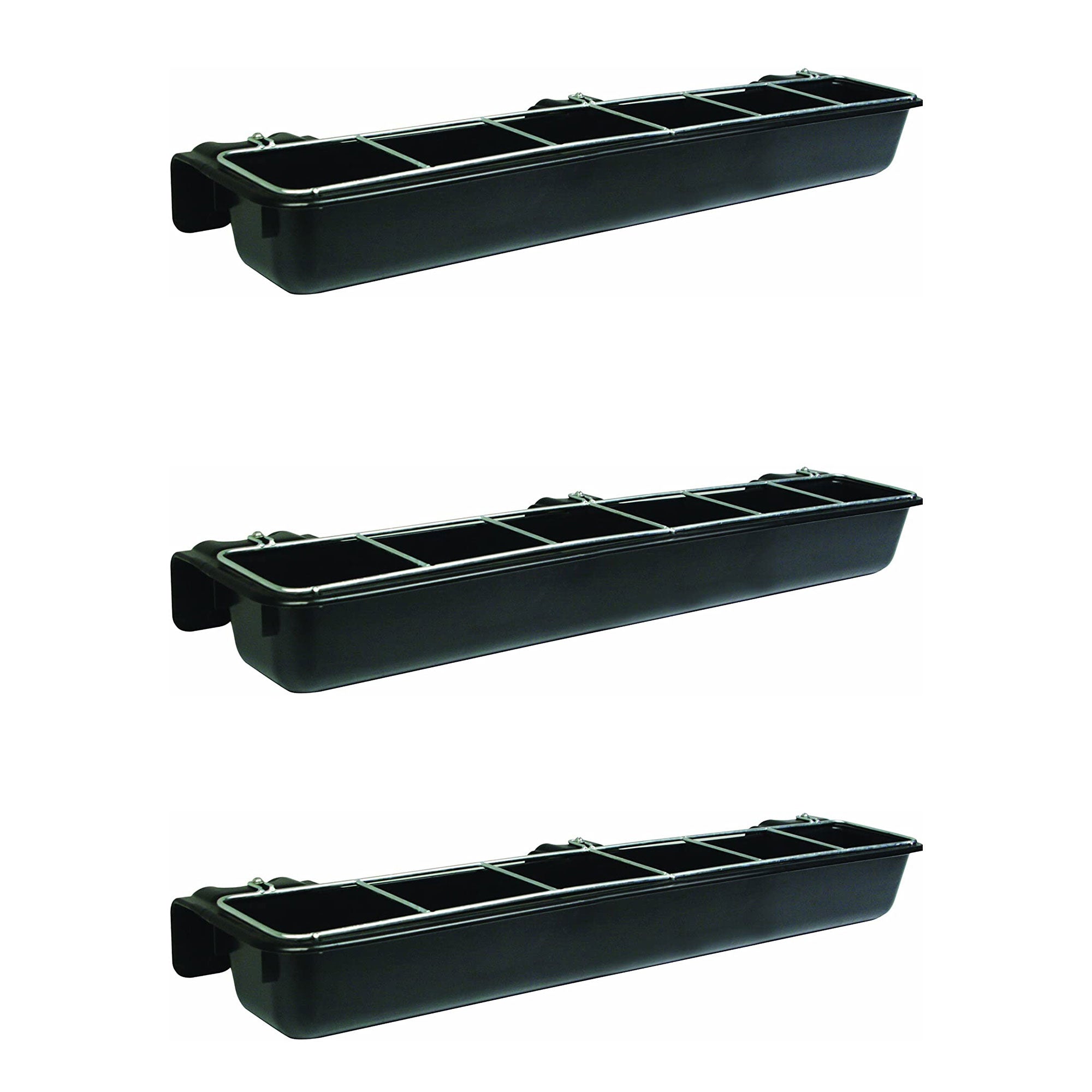 Little Giant Hook Over Goat Trough Heavy Duty Steel 9 Quart Feeder (3 Pack) - VMInnovations