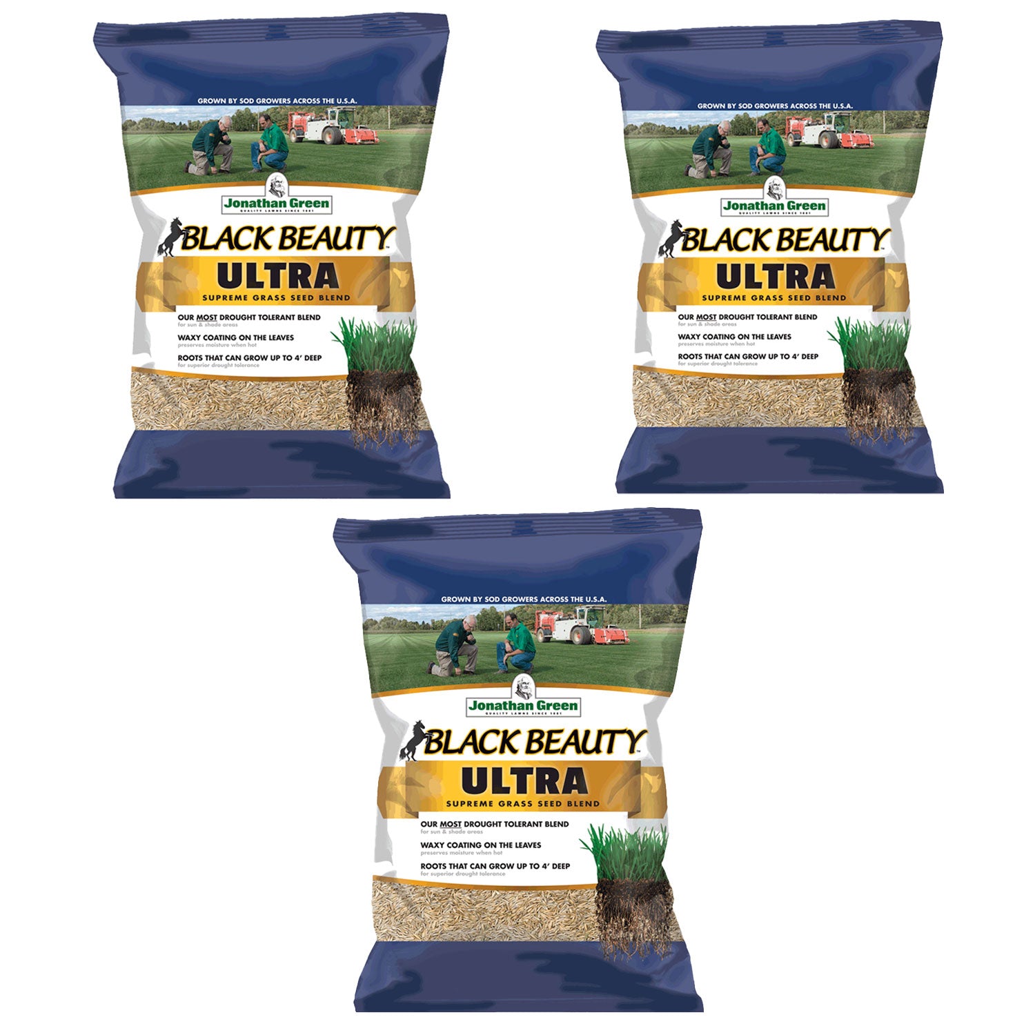Jonathan Green Black Beauty Ultra Lawn Yard Grass Seed Mix, 25 Pounds (3 Pack) - VMInnovations