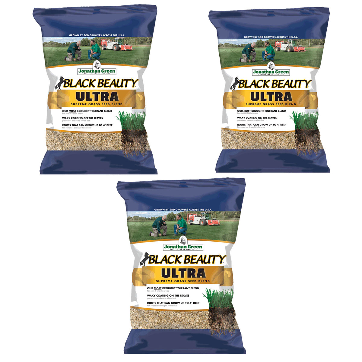 Jonathan Green Black Beauty Ultra Lawn Yard Grass Seed Mix, 25 Pounds (3 Pack)