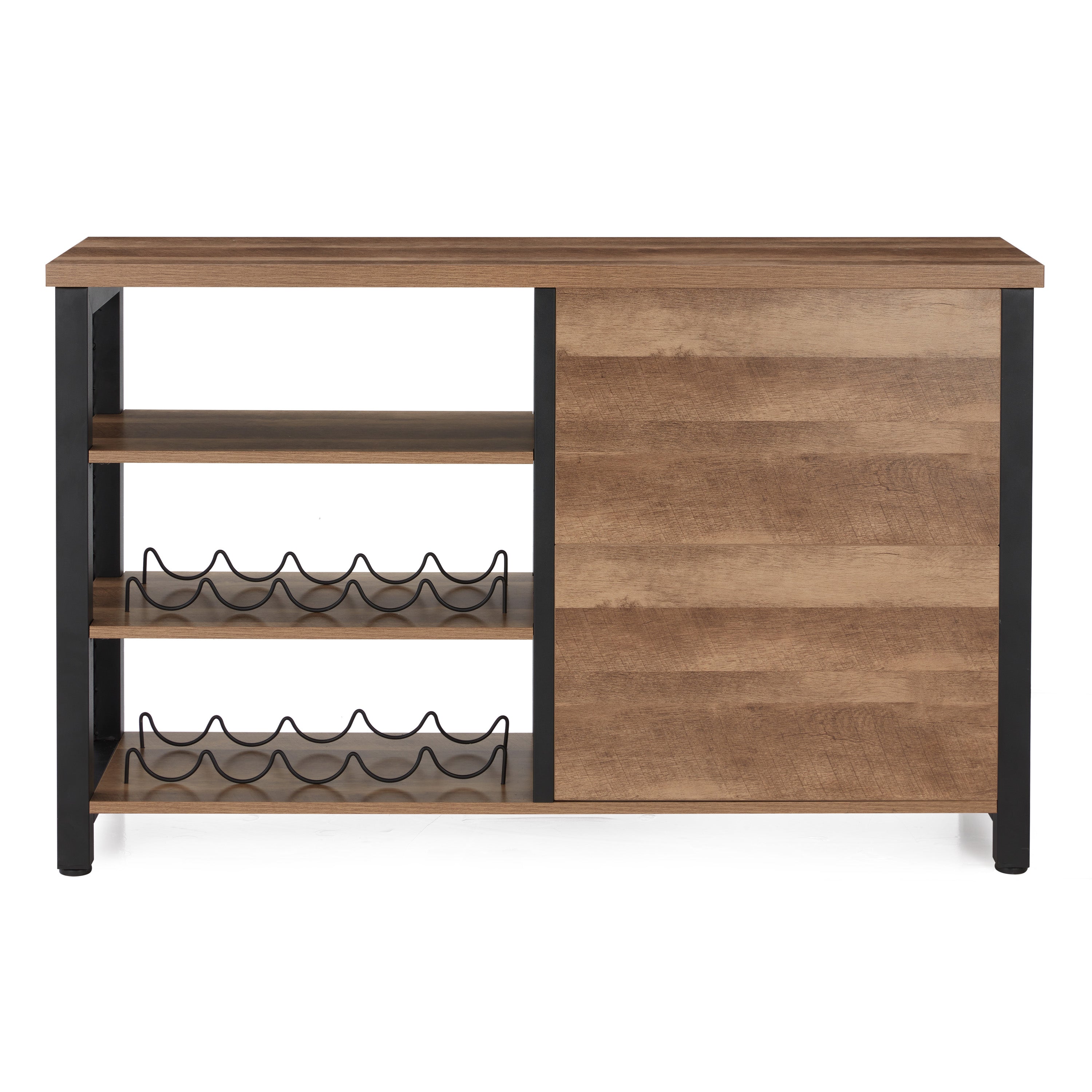 Industrial Rustic Bar Cabinet with Stemware & Wine Rack, Vintage Oak (For Parts) - VMInnovations