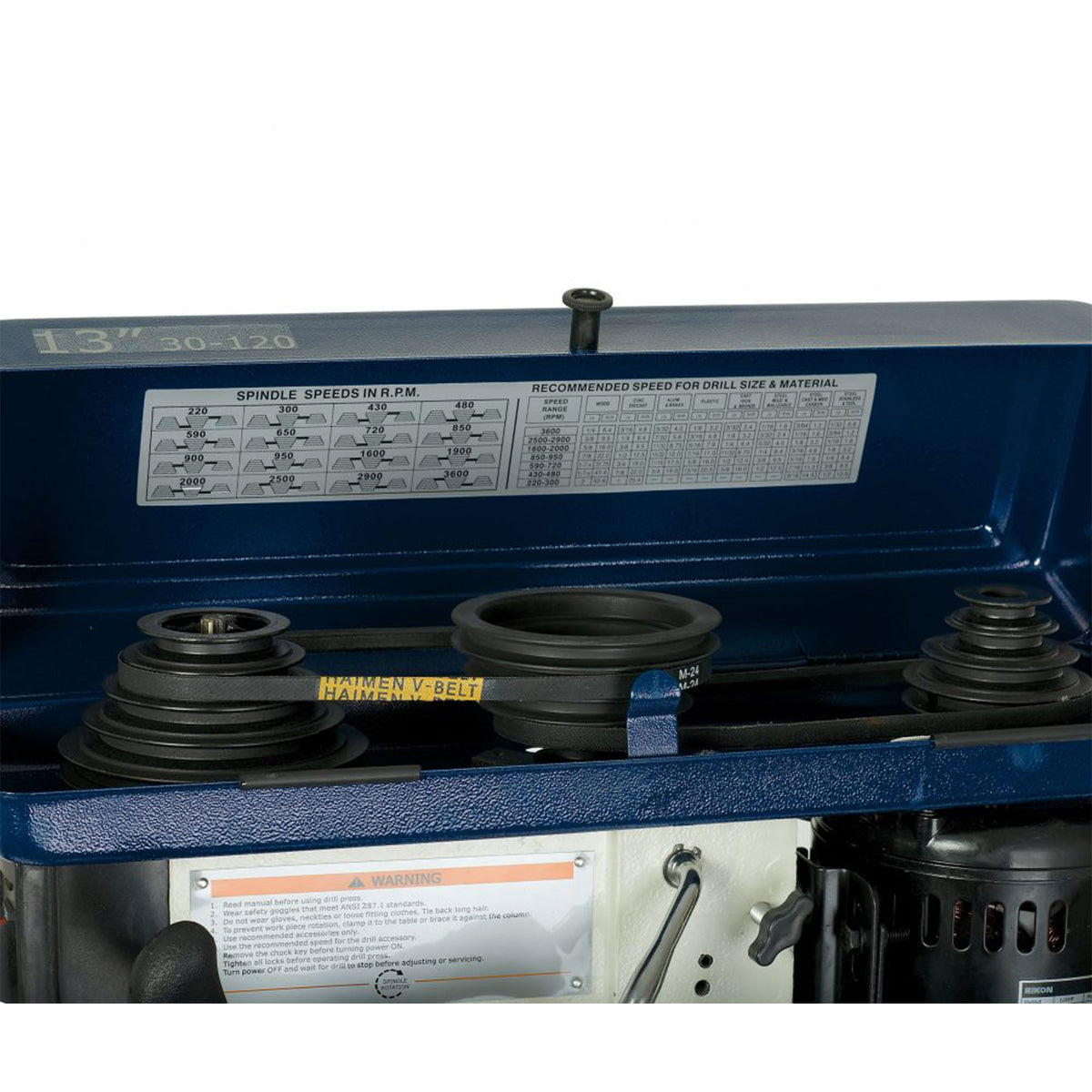 RIKON 13 Inch 7.5 Amp Benchtop Drill Press with Cast Iron Table, Blue(For Parts)