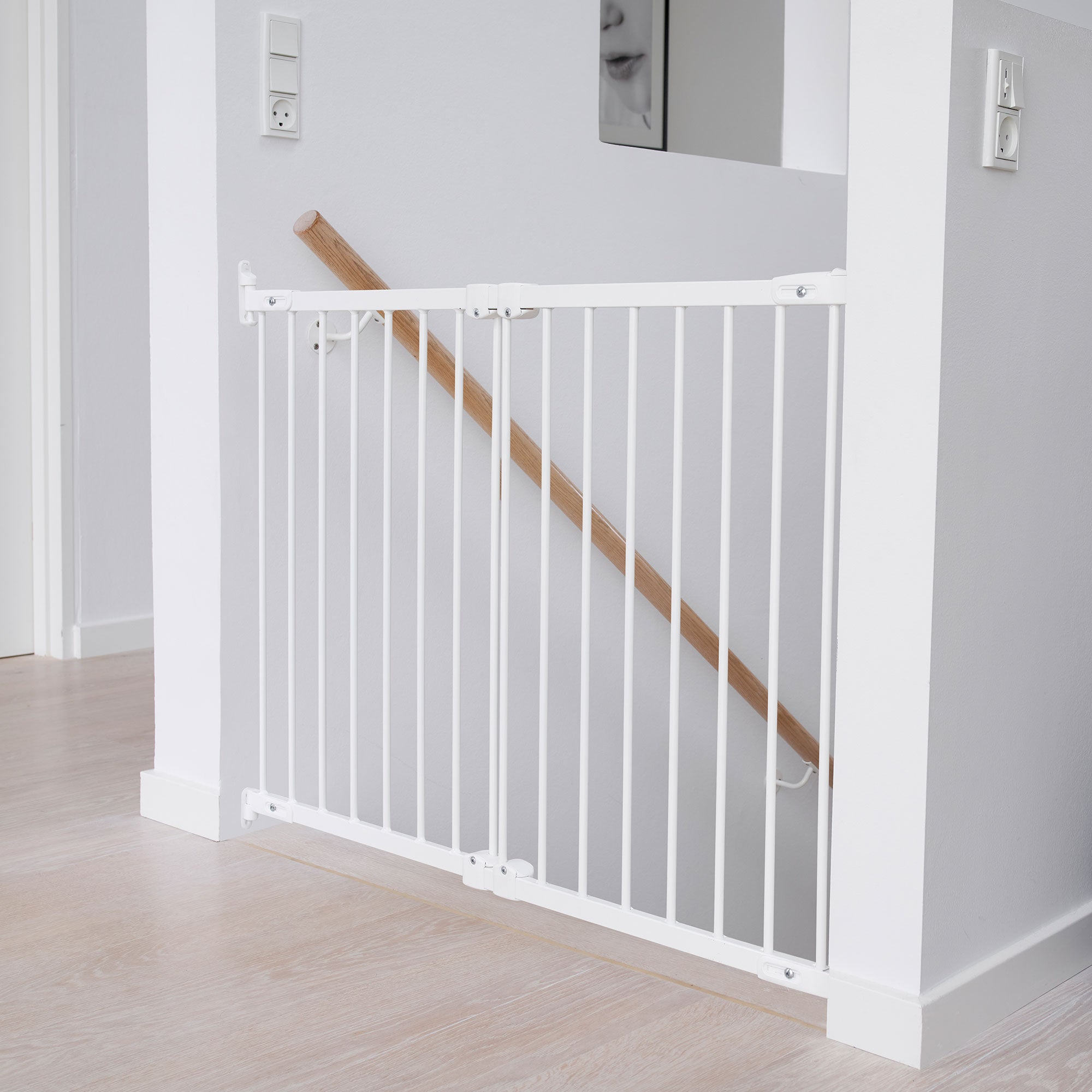 Metal Adjustable 42 Inch Wall Mount Safety Pet Gate, White (Open Box) - VMInnovations