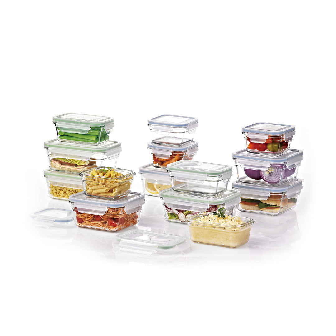 Glasslock 28-Piece Oven and Microwave-Safe Glass Food Storage and Bakeware Set - VMInnovations