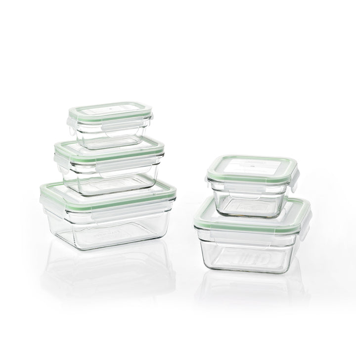 Glasslock 10 Piece Oven and Microwave Safe Glass Food Storage and Bakeware Set - VMInnovations