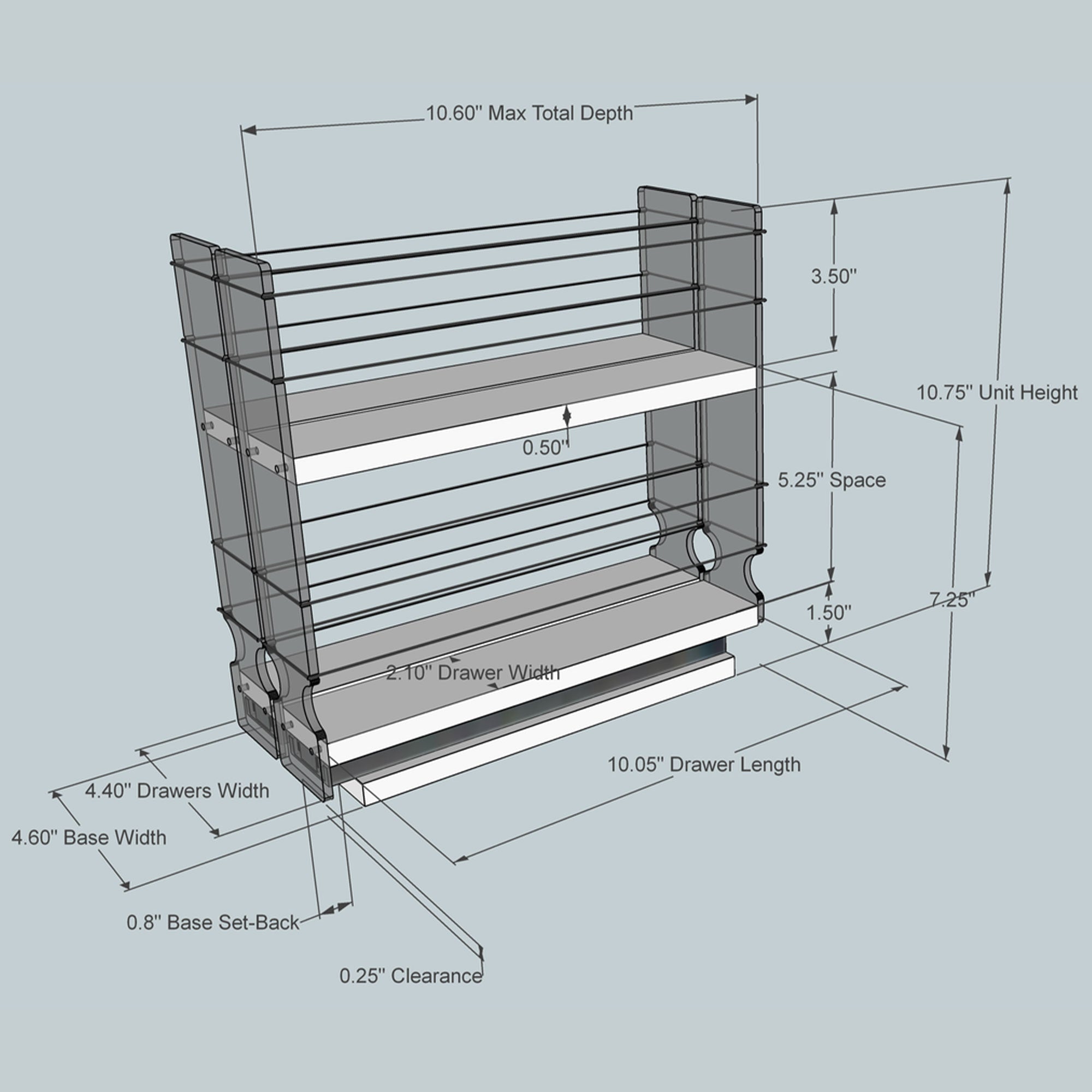 Vertical Spice Tier Sliding Spice Rack Organizer for Standard Spice Jars (Used) - VMInnovations