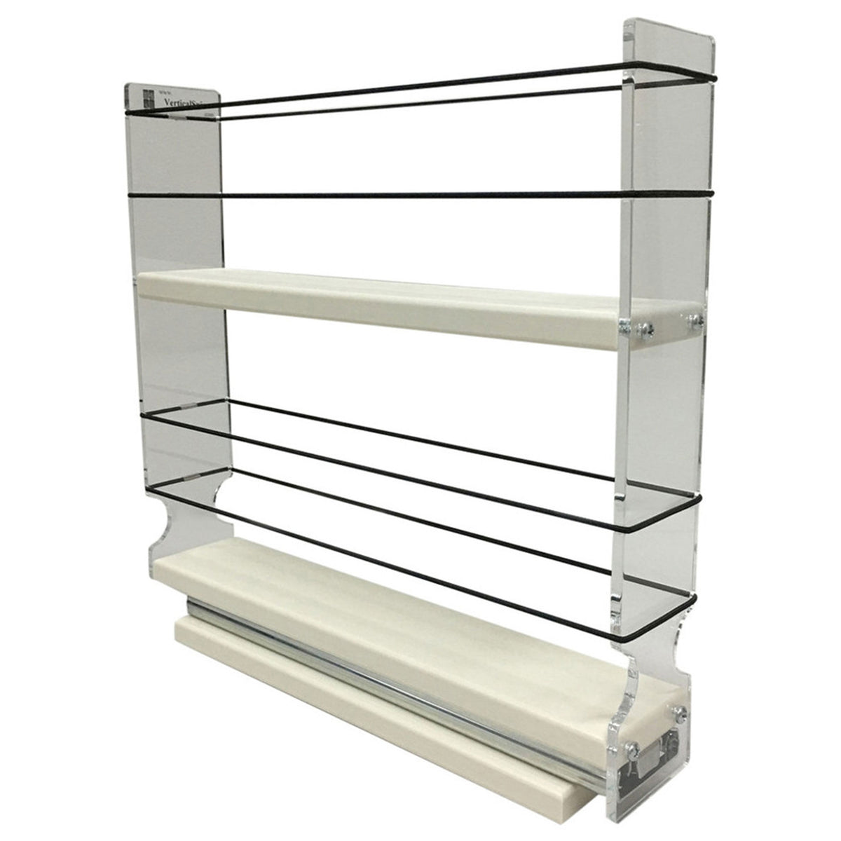 Vertical Spice 10.6" x 2.3" x 10.75" Cabinet Mount 2-Tier Spice Drawer, Cream