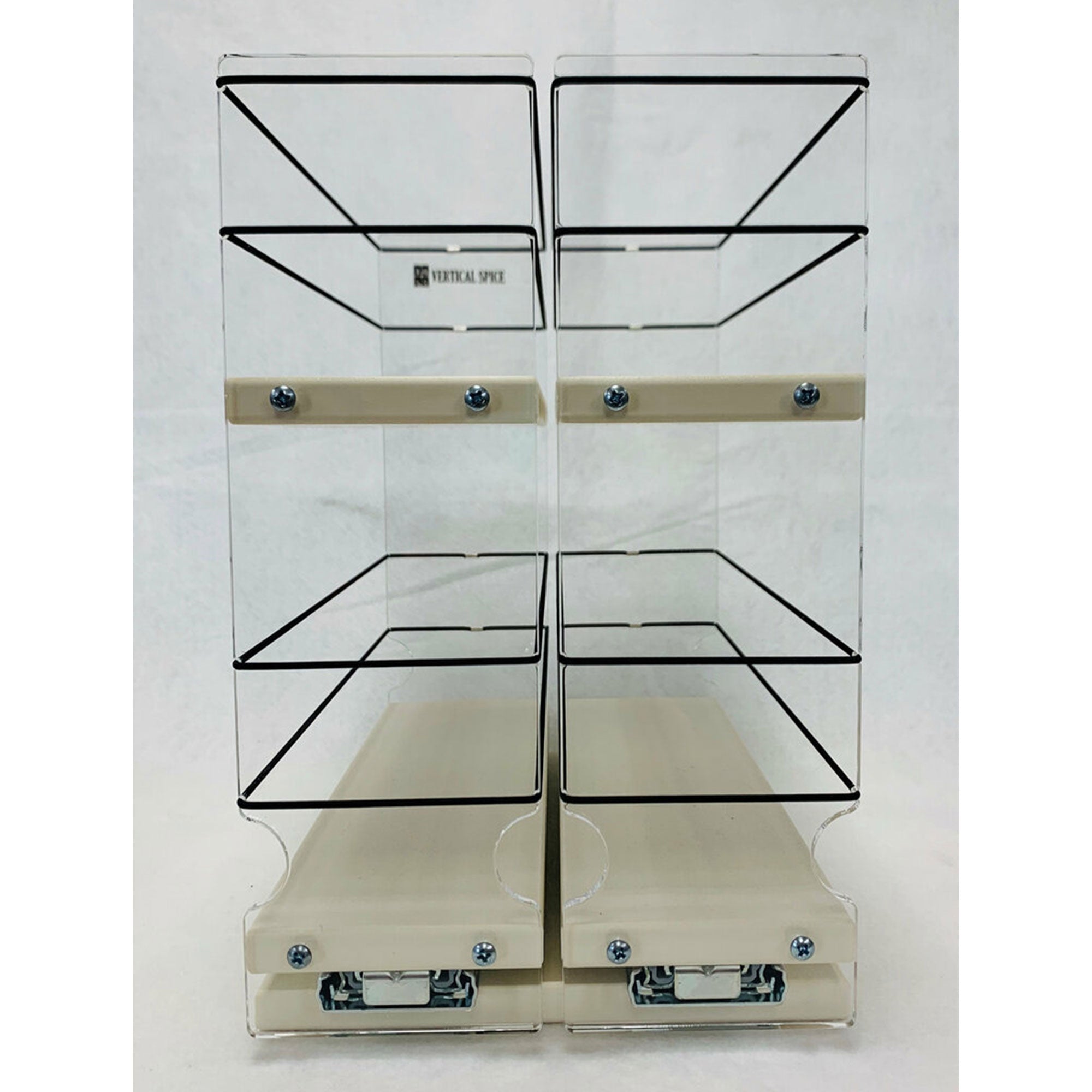 Vertical Spice 10.6" x 6.9" x 10.75" 2-Drawer Tiered Cabinet Spice Rack, Cream