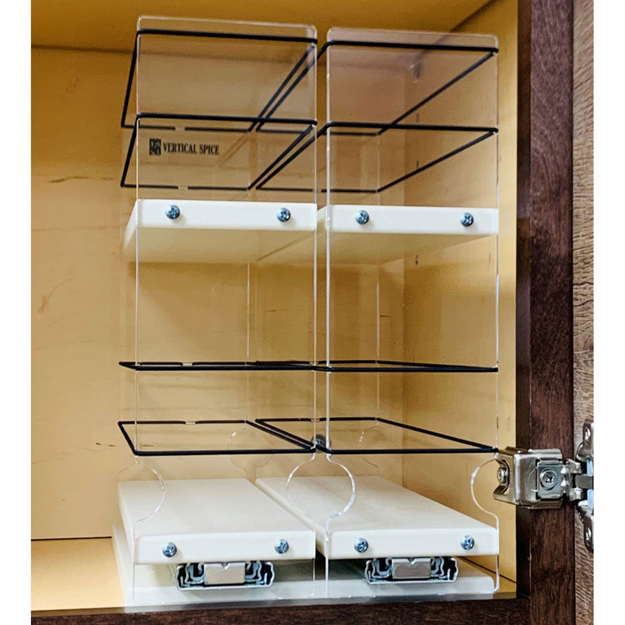 Vertical Spice 10.6" x 6.9" x 10.75" 2-Drawer Tiered Cabinet Spice Rack, Cream